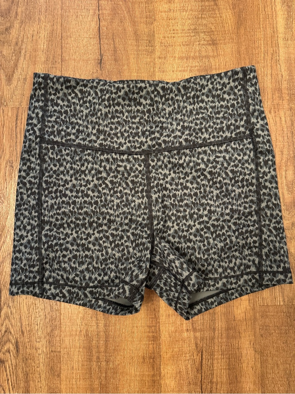 Athleta Gray Leopard-Print High-Rise Athletic Shorts